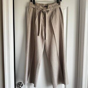 BCBGMaxAzria Paper Bag Wide Leg Linen Blend Pants